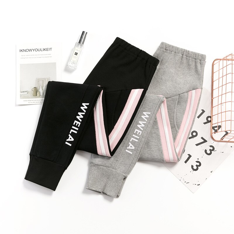 828# Autumn Chic Ins Maternity Sweatpants Sports Casual Cotton Pants Clothes for Pregnant Women Pregnancy Elastic Waist Belly