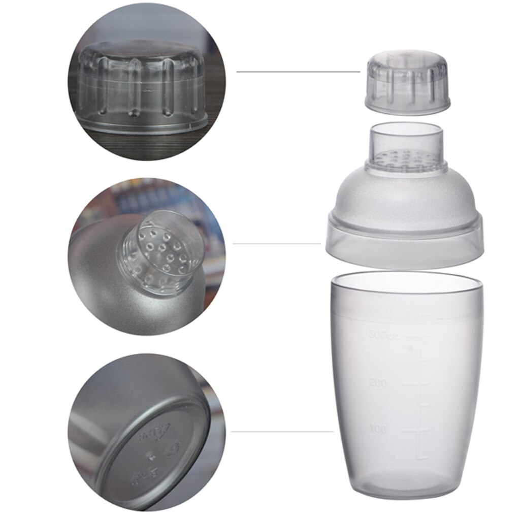 Clear Cocktail Shaker Mixer Iced Coffee Tea Maker with Scale Measure Bar Tool 4 Sizes
