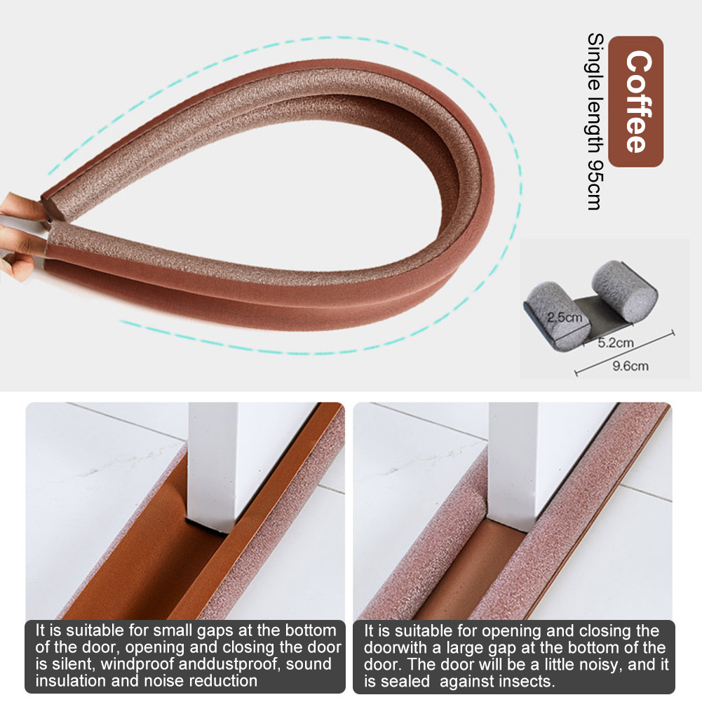 Tira de vedação inferior da porta, excluídor de rascunho, rolha, proteção, isolamento de espuma de borracha de silicone duplo, anti-frio, removível, weatherstrip