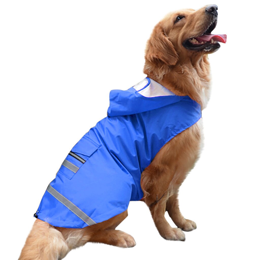 Trsnser hundetøj blå golden retriever store hunde hætteklædte ben vandtæt og regntæt kæledyrs regnfrakke 19 mer 25 p35