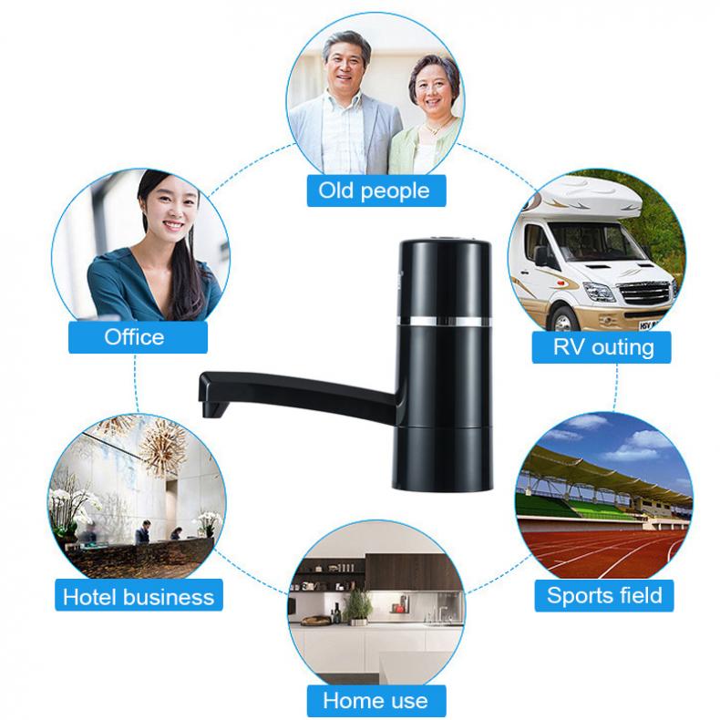 Waterpomp Zwart Draagbare Drukknop Draadloze Oplaadbare Elektrische Dispenser Waterpomp Met Usb Kabel Drinkwater Pompen