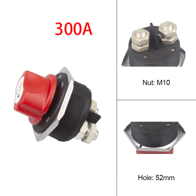 50A 100A 200A 300A Car Battery Disconnect Cut Off Kill Switch Rotary 12V 24V DC Power Isolator Auto Motorcycle Boat Accessories: Brown
