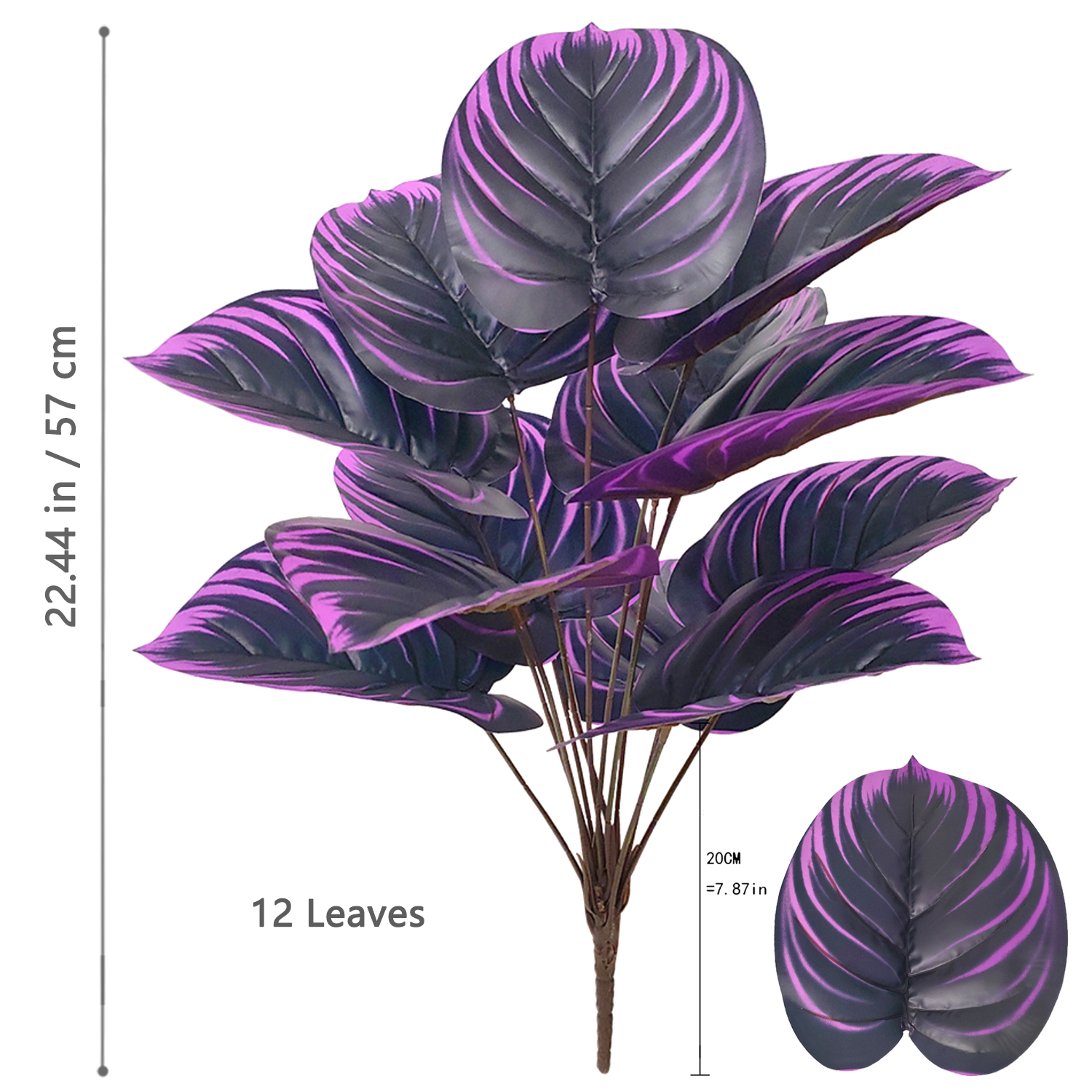 56-85cm kunstige lilla friske taro-akasie gule hjertegrønne eføy-skilpaddeblader til dekorasjon av hjem, hage, kontor: Oliven