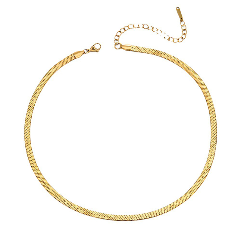 Nueva , gargantilla de cadena de serpiente Unisex, collar de acero inoxidable en espiga de 2/3/4/5mm, collar de cadena de Color dorado para joyería de mujer