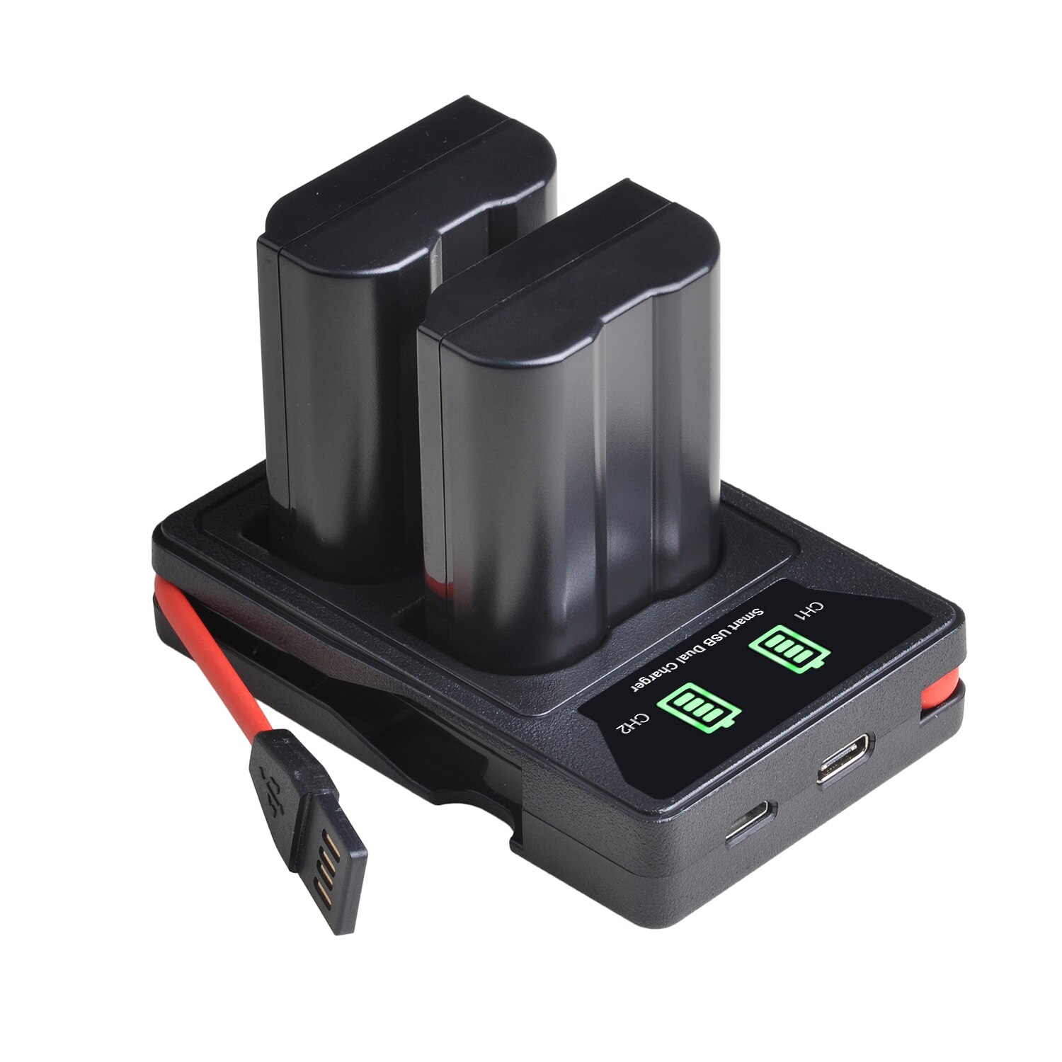 4x EN-EL15 EN-EL15C EN EL15 EL15C Battery + Charger with Type-C Port and Built-in Cable for Nikon Z6, Z7, D500, D600, D610, D750