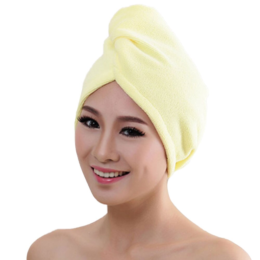Hurtigtørrende hurtigt håndklæde, blødt, tykt, absorberende brusebad, hat, direr cap: Gul