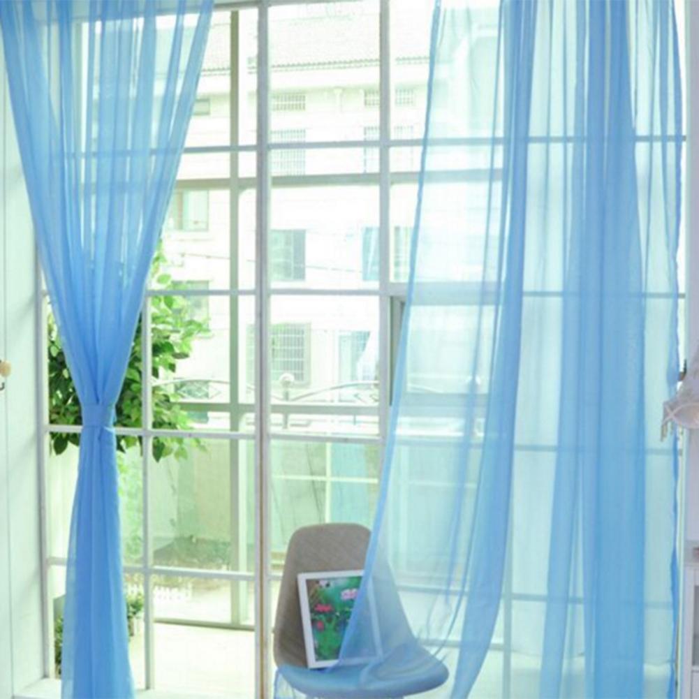 Sheer Curtain Eye-catching Window Drape Smooth Surface Washable Useful Practical Material Tulle Curtain