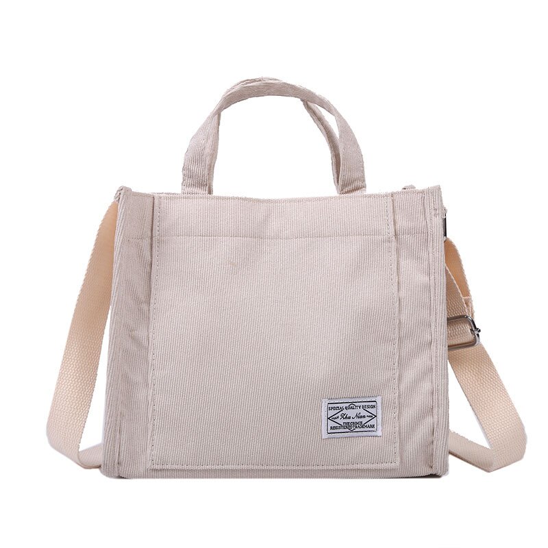 Borsa a tracolla Tote da donna Casual in velluto a coste borse a tracolla in tela di arte retrò per donna 2021 borse con cerniera in cotone Designer di lusso: White / 30x25x10cm