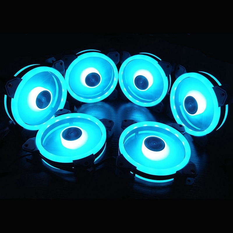 COOLMOON RGB Computer Case Fan, 12cm Silent Shenguang Sync + Music Controller Computer Cooling Fan CPU Cooling Fan (5 Packs)