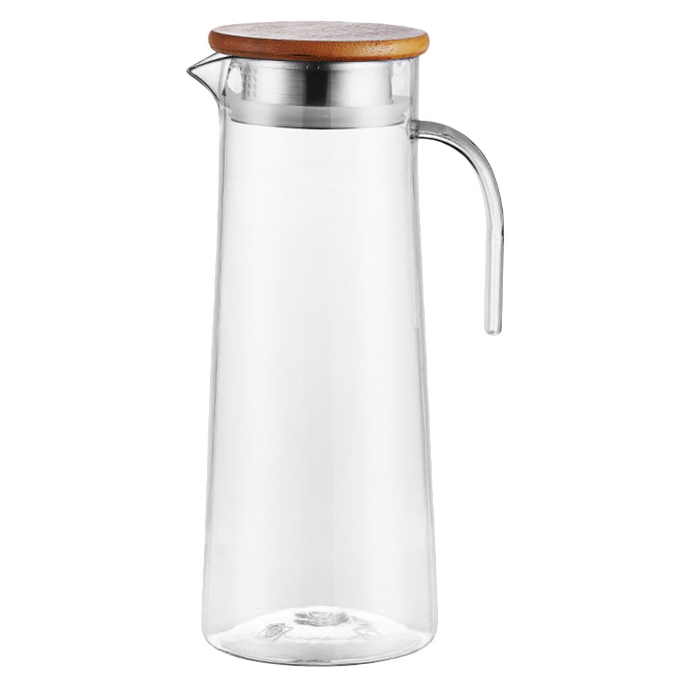 Clear Water Pitcher Acrylic Ice Water Pitcher Kitchen Beverage Pitcher Drinking Pitcher with Lid: Wood Color