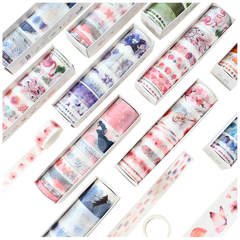 8 Pcs/Set Washi Tape Masking Washitape Wasi Tape De Decoracion Scrapbooking Cute Floral Deco Planner Wide Sakura Decorative