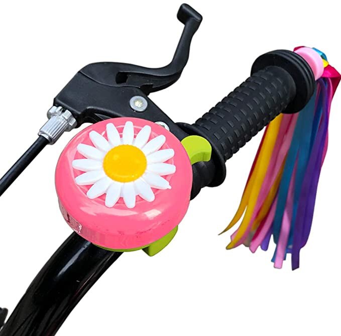 2 Pack Kid's Rainbow Scooter Handlebar Streamers And 1 Pack Kids Bike Bell #D