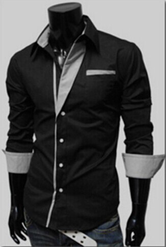 Camisas informales a la para hombre, camisas de talla grande 3XL para primavera y otoño ajustadas, camisas de manga larga para hombre, camisas blancas para hombre, ropa para hombre: black / XL