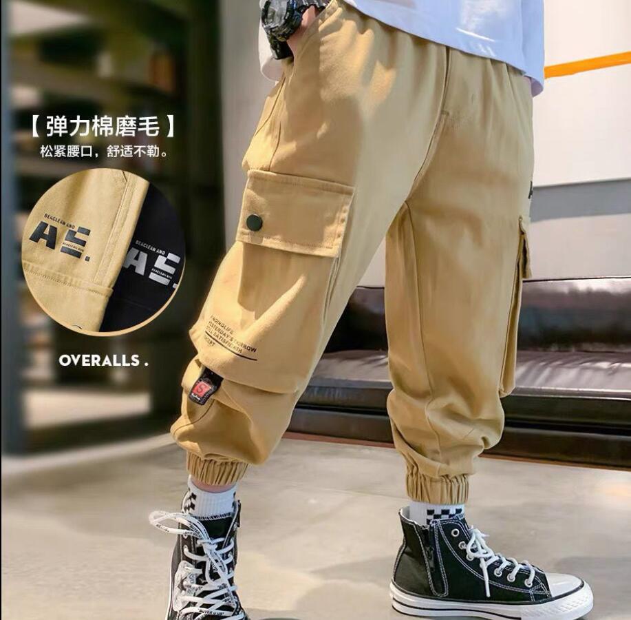 Chłopięce spodnie dresowe Streetwear dla dzieci dorywczo spodnie hip-hopowe dla nastolatków dzieci biegaczy spodnie typu Casual: Khaki / 5 t