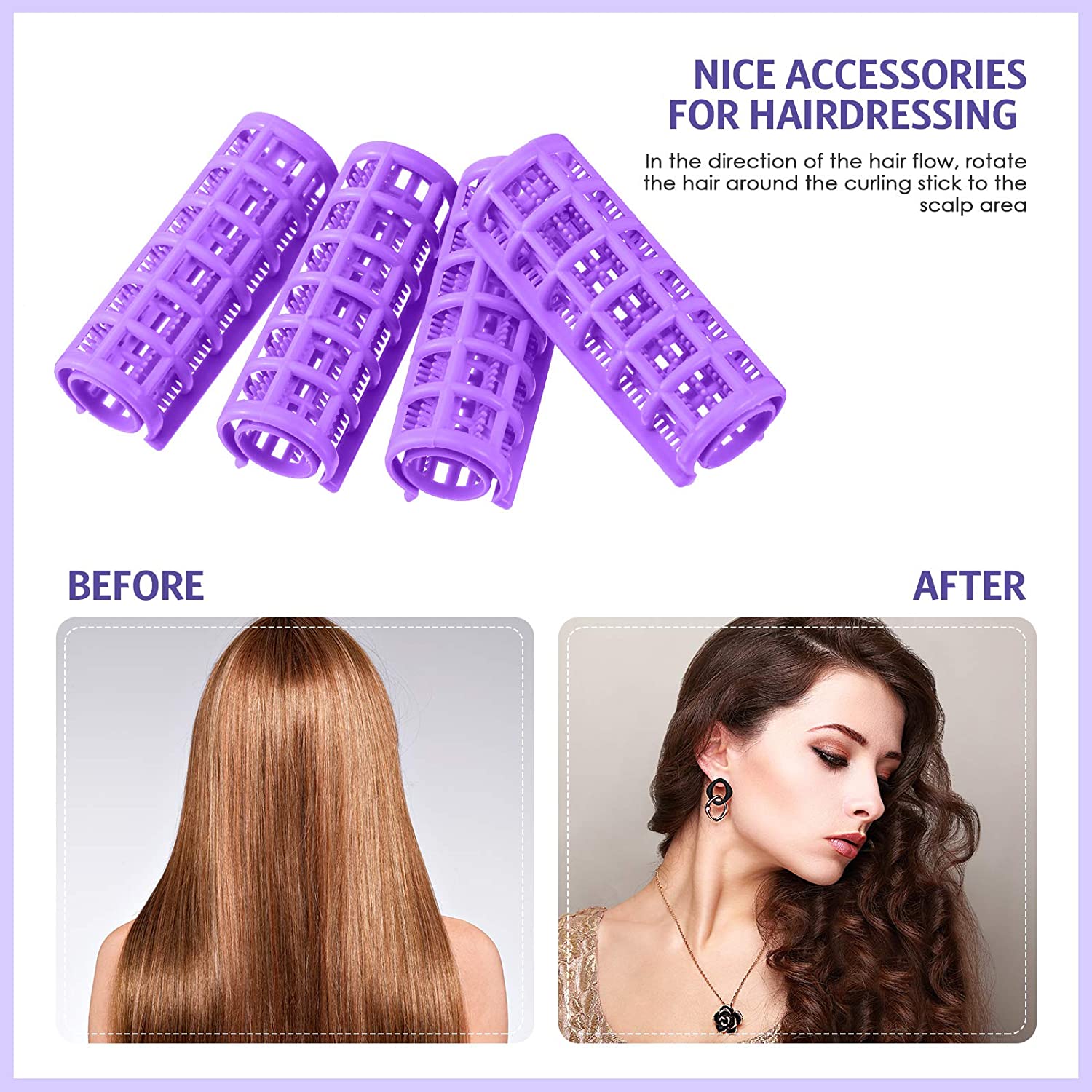 12 Stuks Snap Op Haar Roller, grote Maat Plastic Haar Rollen Haarkrulspelden Voor Kort Haar Lange Haar Kappers Styling Tools