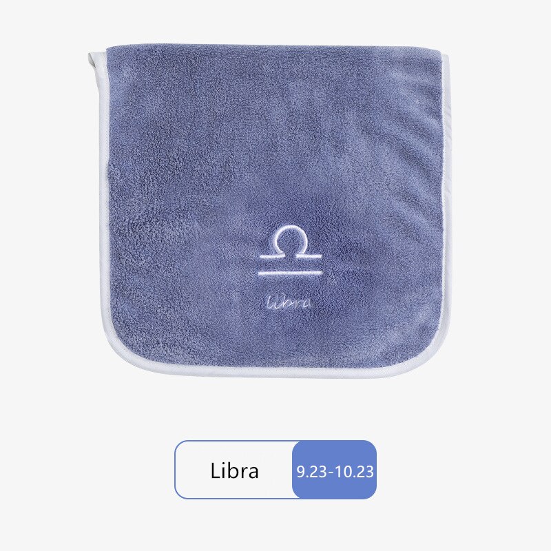 32*60cm Face Towel Microfiber Water Absorption Constellations Home Quick Dry Towels Small Soft Embroidery Bath Shower: Libra-blue