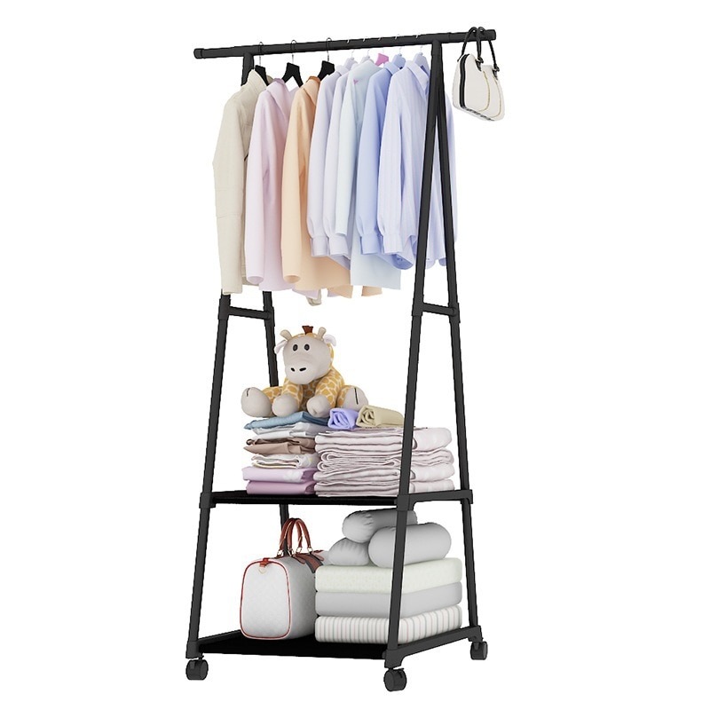 Actionclub Multifunction Perchas Simple Coat Rack Stainless Steel Removable Clothes Hanging Hanger Floor Stand Coat Rack Wheels