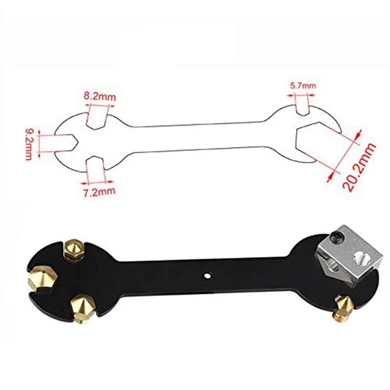 4Pcs 3D Printer Cleaning Tool 5 In 1 Wrench + Mini Cross Socket + Nozzle Brush +6mm/7mm L Spanner for Ender 3 E3D / MK8 / MK10