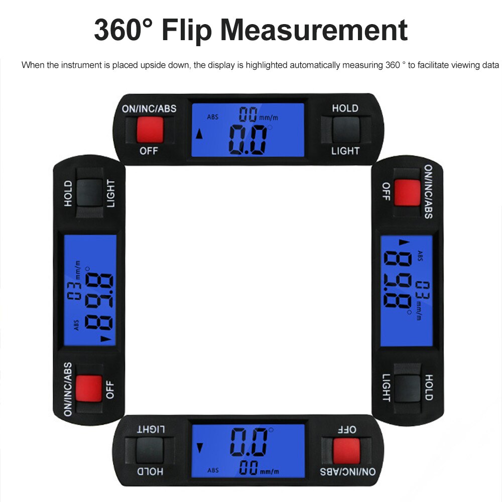 INGBONT Digital Protractor Electronic Spirit Leve Angle Finder Meter 360° Slope Test Ruler 400MM Horizontal Bubble Inclinometer