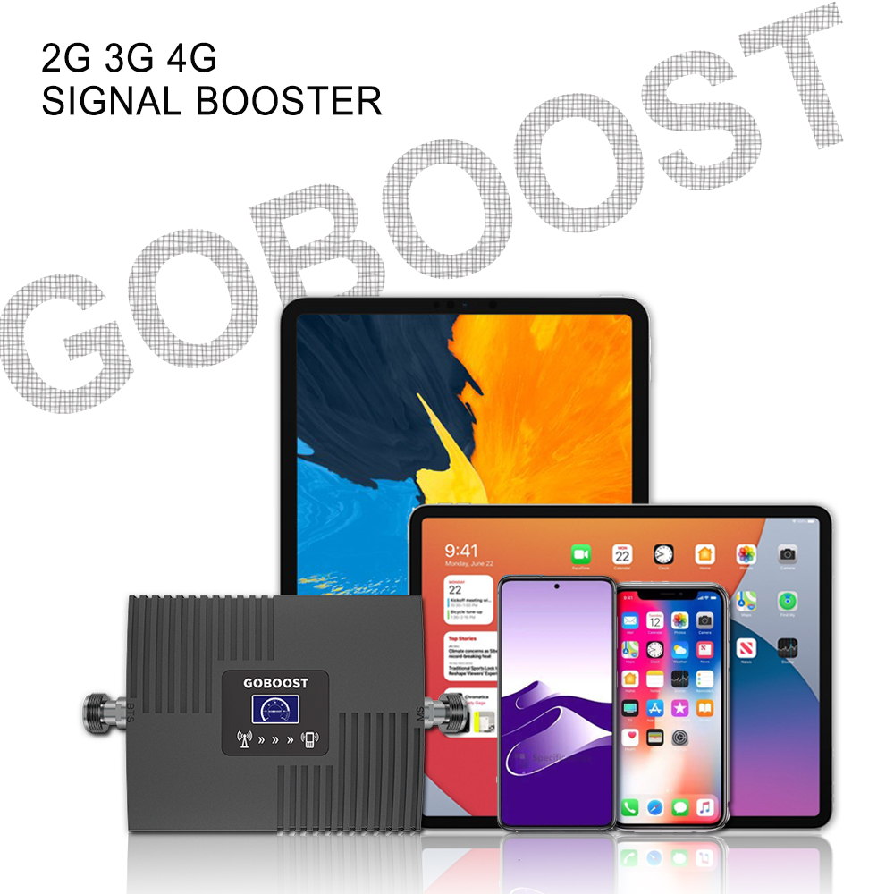 GOBOOST Cell Phone Signal Booster For 2G 3G CDMA 850 UMTS 2100 Repeater DCS 1800 LTE 4G 2600MHz Cellular Amplifier Antenna Kit