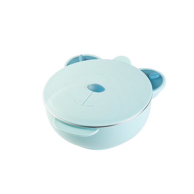 Plato de comedor de acero inoxidable para niños, ventosa anticaída para bebés, Bol Lleno de agua de calor para conservar Su plato divisorio
