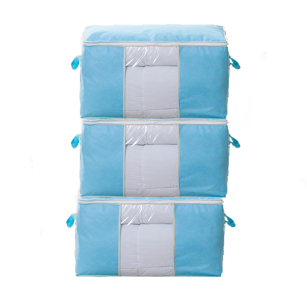 Clothes Storage, Foldable Thick Fabric Blanket Storage Bags, Storage Containers for Organizing Bedroom, Closet, Comforter: WHITE