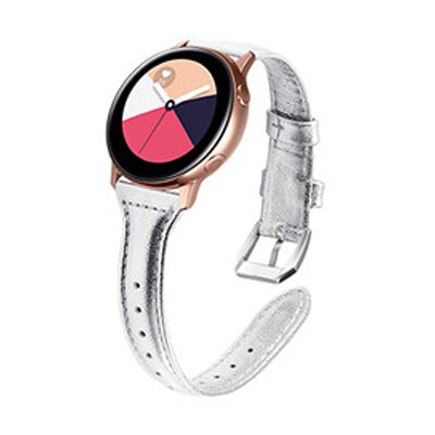 Bandjes voor samsung galaxy watch active, leren bandjes voor galaxy watch 20mm , leren bandjes voor galaxy watch 42mm , roségoud: Zilver