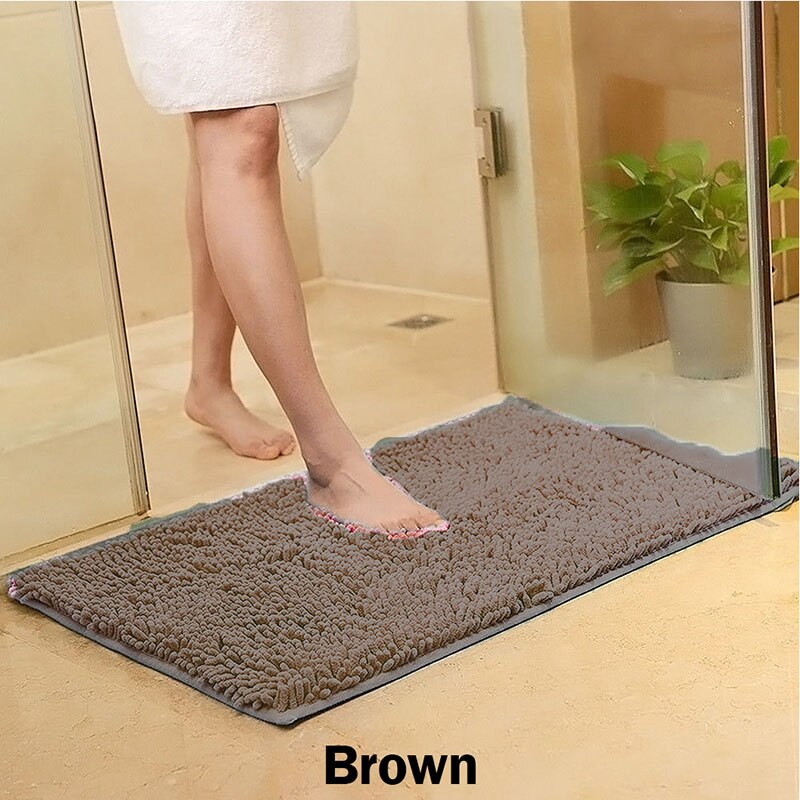 Absorbent Bath Mats for Tub Non - Slip Grey for Bathroom Floor Bath Rug Floor Washable Rug Set Kitchen Tools Non-slip mat: Brown