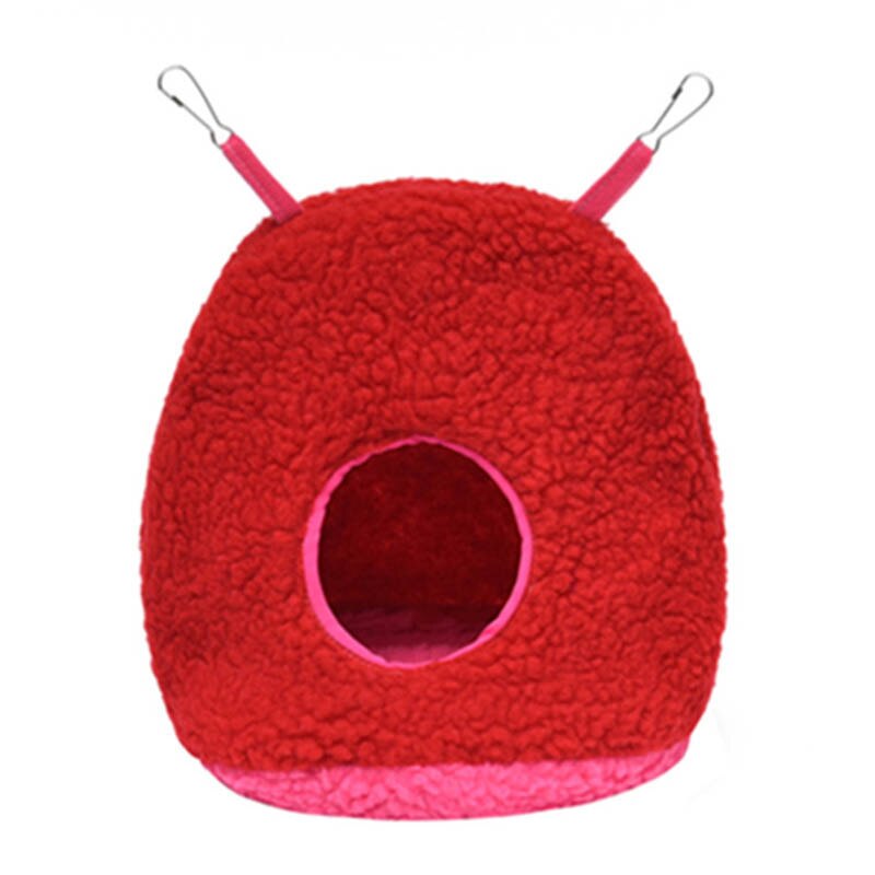 Winter Huisdier Vogel Bed Pluche Papegaai Hangmat Ronde Vorm Opknoping Vogelnest Zachte Warm Huis Voor Valkparkiet Parkieten Huisdier Vogel accessorie: Red / S