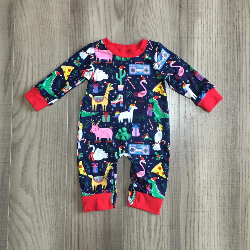 Girlymax Kerst Fall/Winter Jump Pak Dinosaurus Eenhoorn Herten Baby Jongens Boutique Kleding Baby Katoenen Tutu Romper Peuter