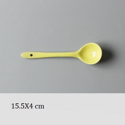 2 PC Colorful Ceramic Spoons Japanese And Korean Colorful Small Spoon Restaurant Spoon White Soup Spoon: I