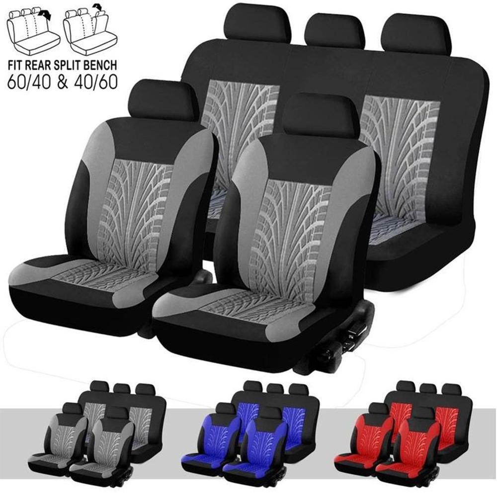 Brand Embroidery Car Seat Covers Set Universal Fit Most Cars Covers with Tire Track Detail Styling Car Seat Protector Car Seat