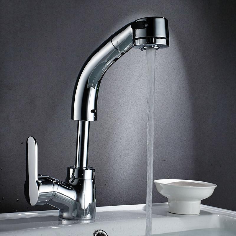 Bathroom Faucets Single Handle Pull Out Bathroom Tap Two pull out modes Multifunctional 360 Degree Water Mixer Tap Mixer Tap