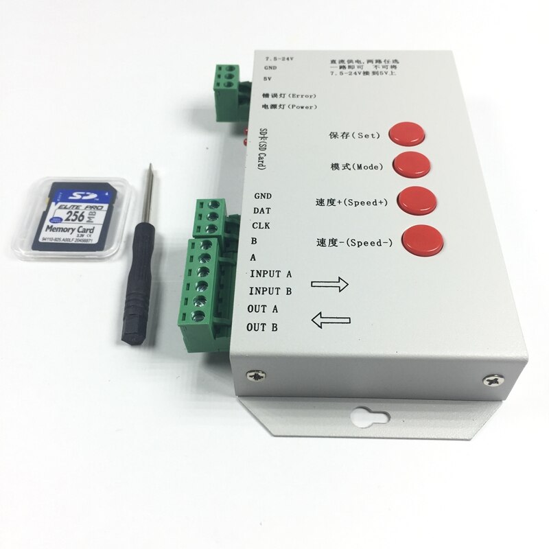T1000s sd-kort  ws2801 ws2811 ws2812b lpd 6803 ledet 2048 piksler kontroller  dc5 ~ 24v t -1000s rgb ledet kontroller