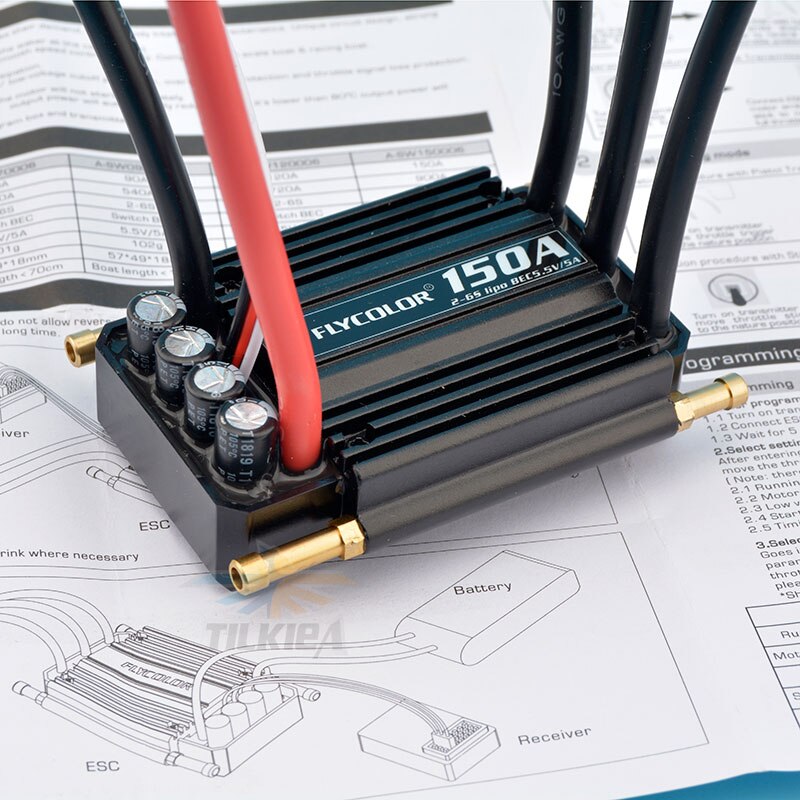 Rc båt borstlös motor esc 50a 70a 90a 120a 150a borstlös esc hastighetsregulator support 2-6s lipo bec 5.5v/5a för rc båt