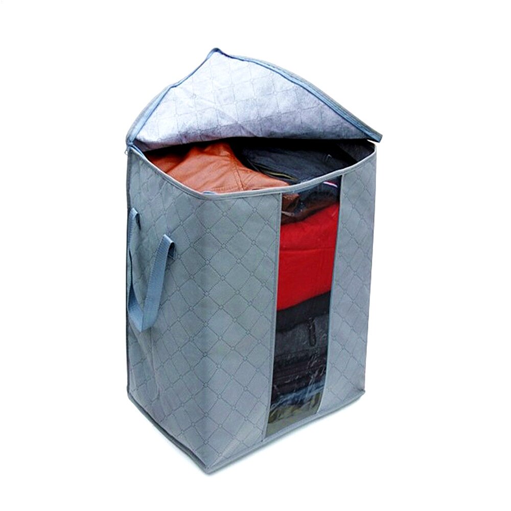 Klær quilt oppbevaringspose bambus kull etui sengetøy organisator boks