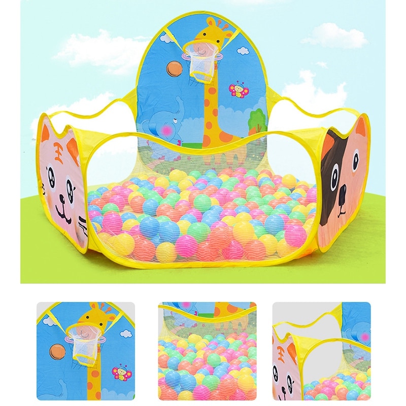 Kids Ball Pit Children Outdoor Indoor Play Tent Toddler Ball Animal Pool Baby Safe Crawl Playpen with Hoop