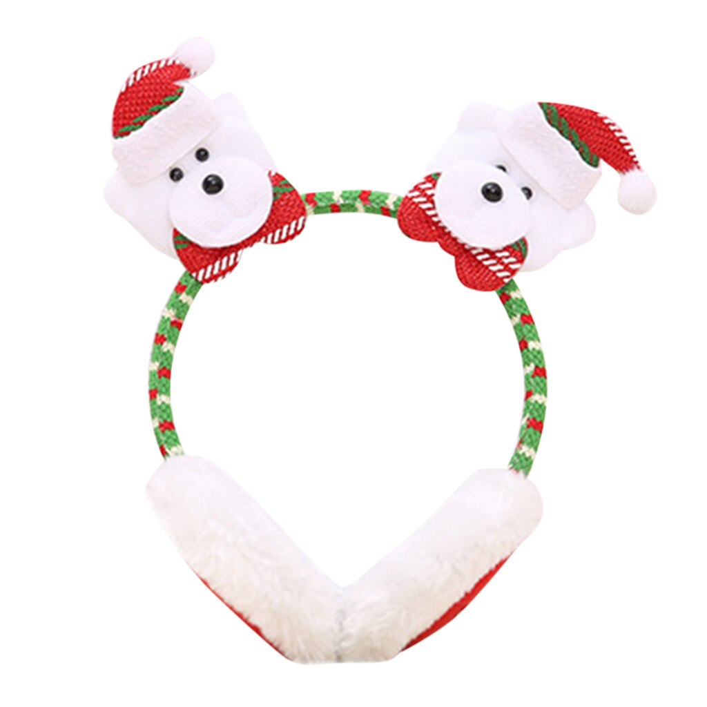 Christmas Earmuffs Children Winter Warm Plush EarMuffs Cute Ear Santa Claus Headband cache oreille теплые уши наушники зимние #L