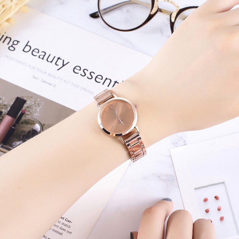 Modern Women Watch Rose Gold Quartz Mesh Stainless Steel Strap Casual Wrist Watch Woman Montre Femme