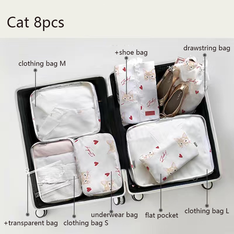 6 Stuks Koffer Organizer Verpakking Kubussen Reizen Kit Accessoires Bagage Opbergzakken Schoenkleding Organizer Toilettas Mannen Vrouwen: Oranje