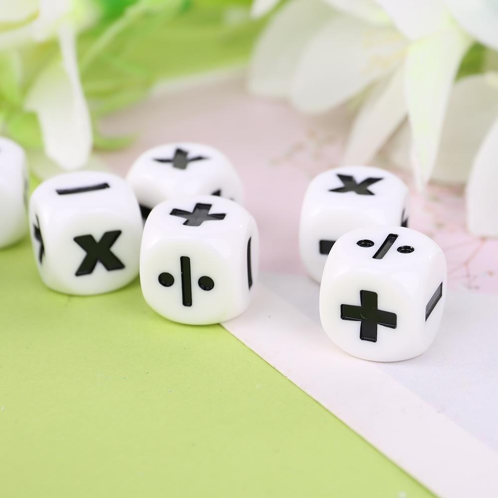 10 pces 16mm d6 dados operadores matemáticos aritméticos dice clube pub jogo de tabuleiro acrílico branco canto redondo dados