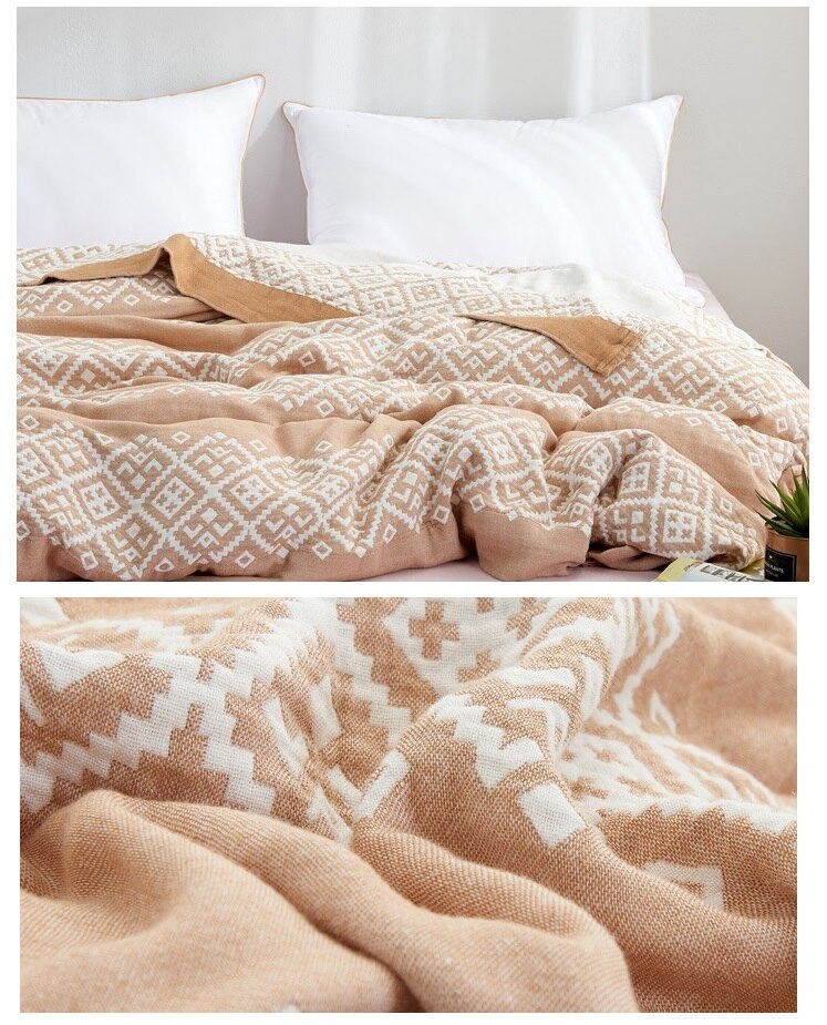Junwell 100%  bomull muslin sommerteppe sovesofa reise pustende elegant tråd stort mykt kaste teppe para teppe
