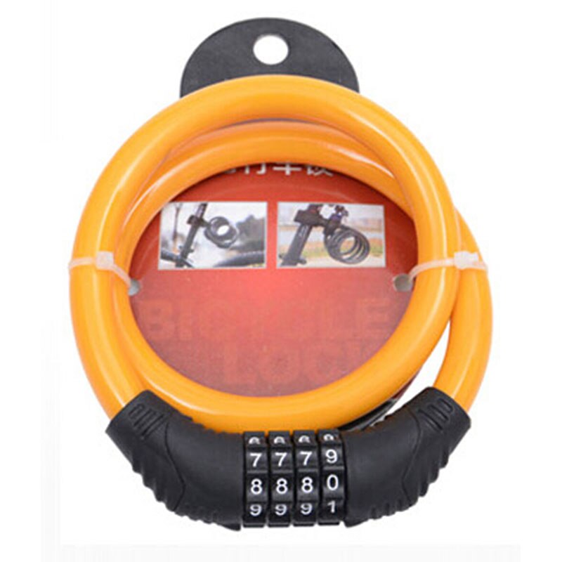 Cadenas Vélo En U à Combinaison 4 Chiffres - Anti-Vol Acier Haute Résistance Avec Coque Silicone - Noir/Orange - 6