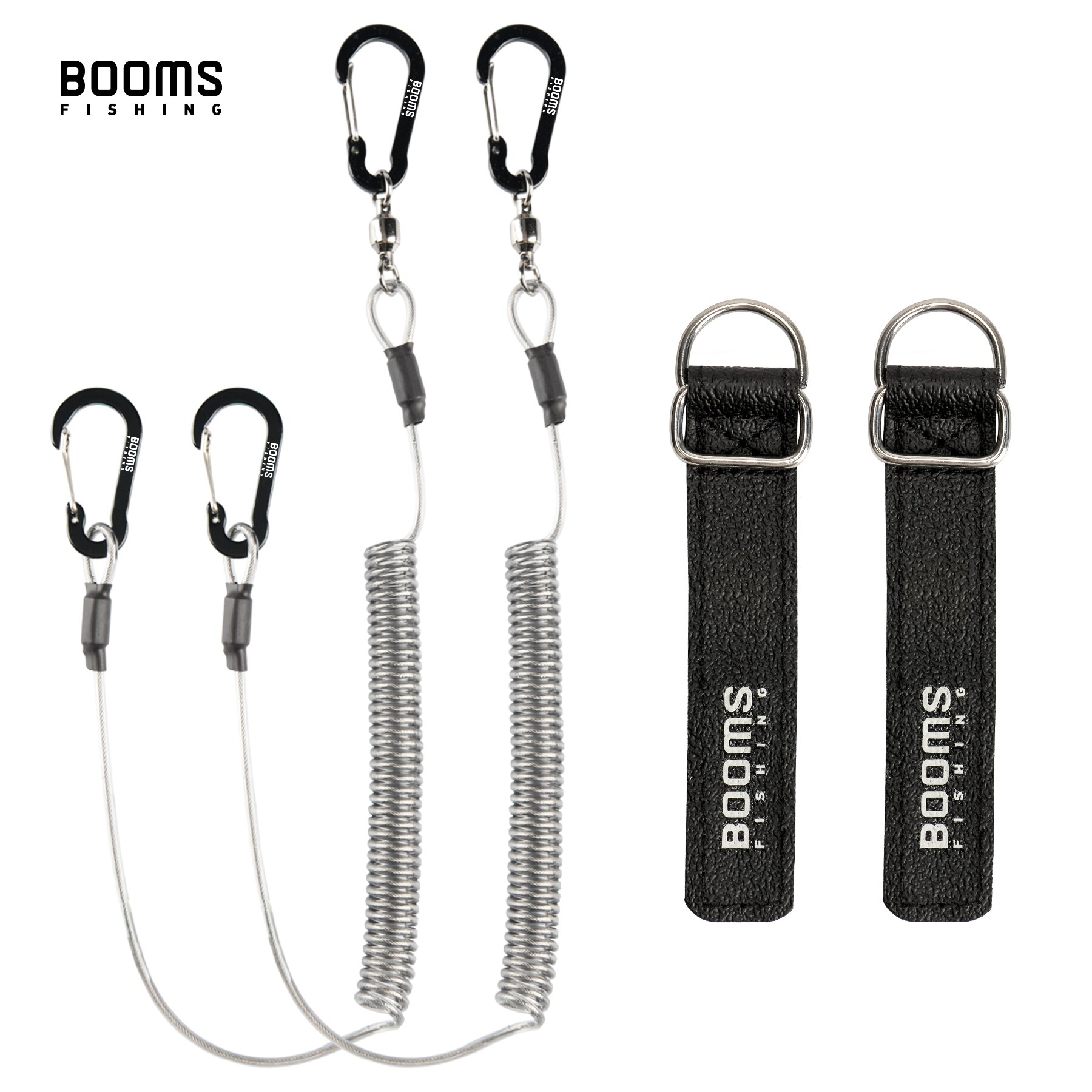 Booms Fishing T02RB1 Fishing Rod Tether Boat Kayak Paddle 2M Heavy Duty Elasticity Lanyard for Fishing Tools Rods Strap 4pcs/Set: WHITE