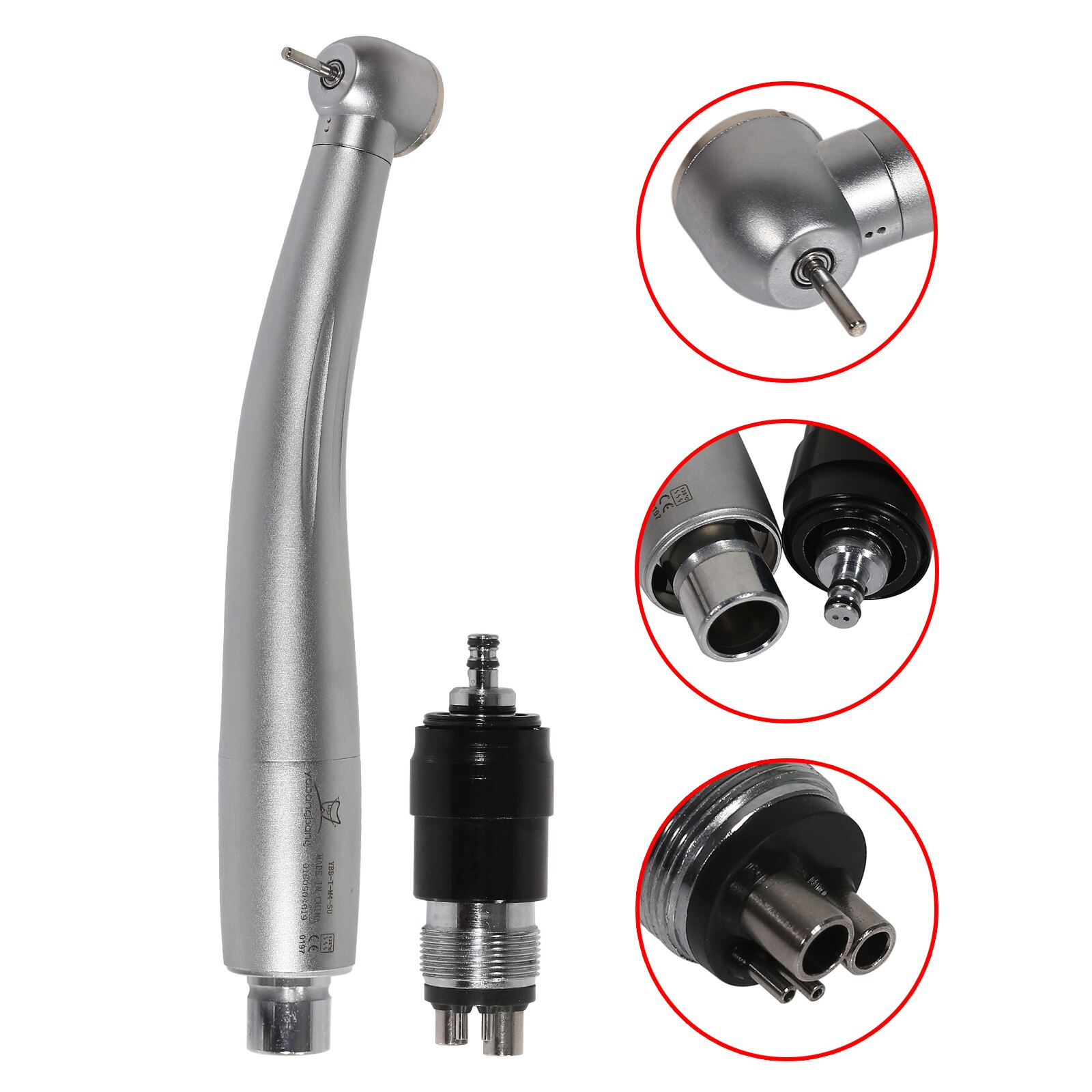 NSK Style Dental High Speed Big Head LED E-Generator /Non-LED Handpiece & Quick Coupler 4 Hole CHINA