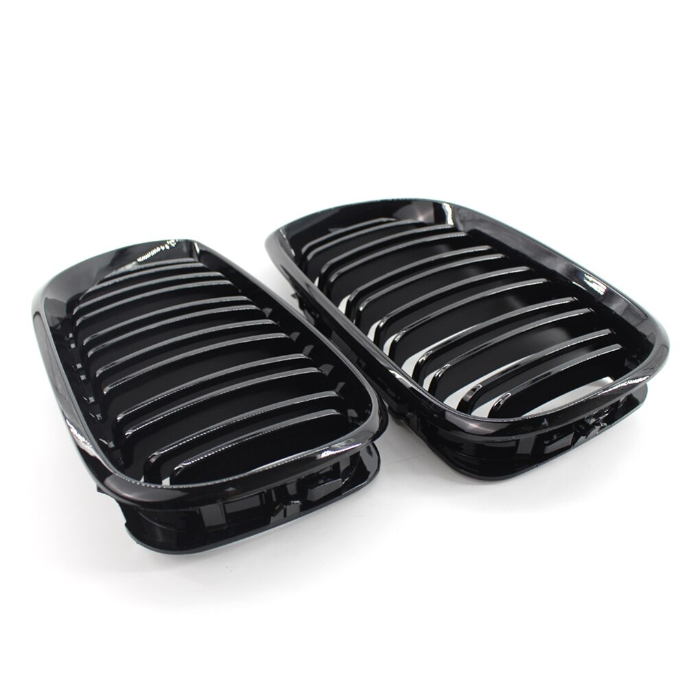 1 Paar Auto Grille Grill Dual Slat Nier Grille Gloss Black Voor Bmw E46 3 Serie 4 Deur 2002-2005 Dubbele Lijn Nier Grill