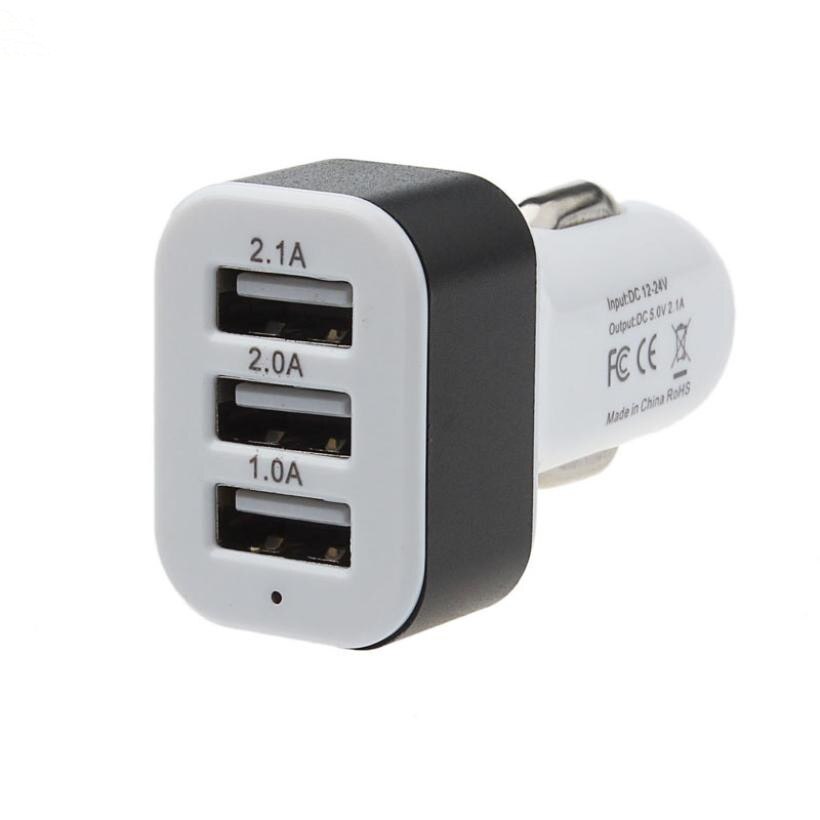 Auto 3Port Usb Charger Adapter Universele 12V 24V Naar 5V Voor Smart Telefoon Gps Autolader d1