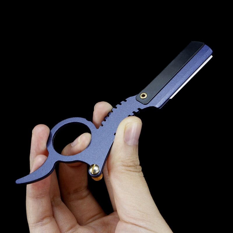 Straight Edge Barber Razor Haircut Beard Shaving Manual Depilation 2022: Blue