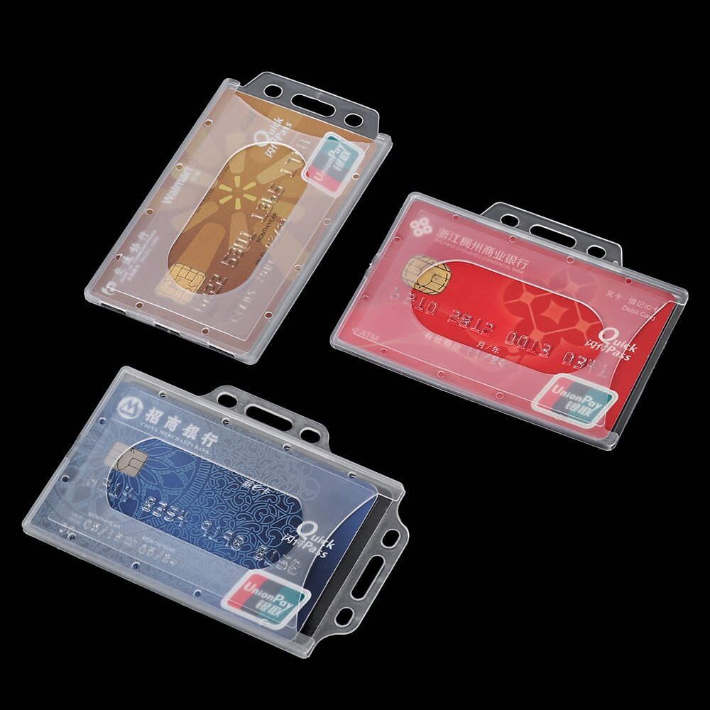 1 Pc Draagbare Praktische Multi-Gebruik Hard Plastic Dubbelzijdig Id Card Unisex Badge Werk Id Kaarthouder Duurzaam protector Cover Case