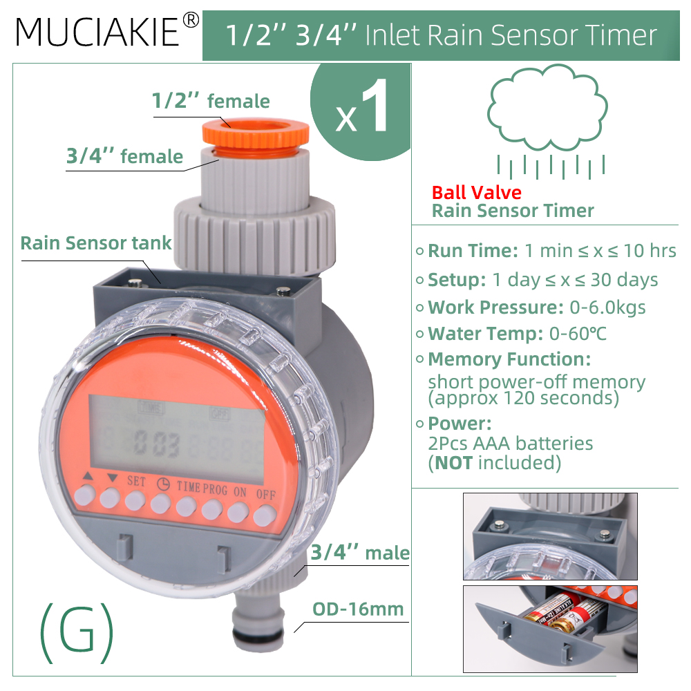 Temporizador de riego de energía Solar para jardín, sistema de controlador de riego automático electrónico para invernadero, con goteo,: G
